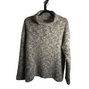 Eileen Fisher Merino Wool Bouclé Cowl Neck Sweater Neutral Large EUC